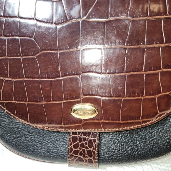 Bally Brown and Black Croc-Embossed Crossbody Bag - Picture 3 of 5